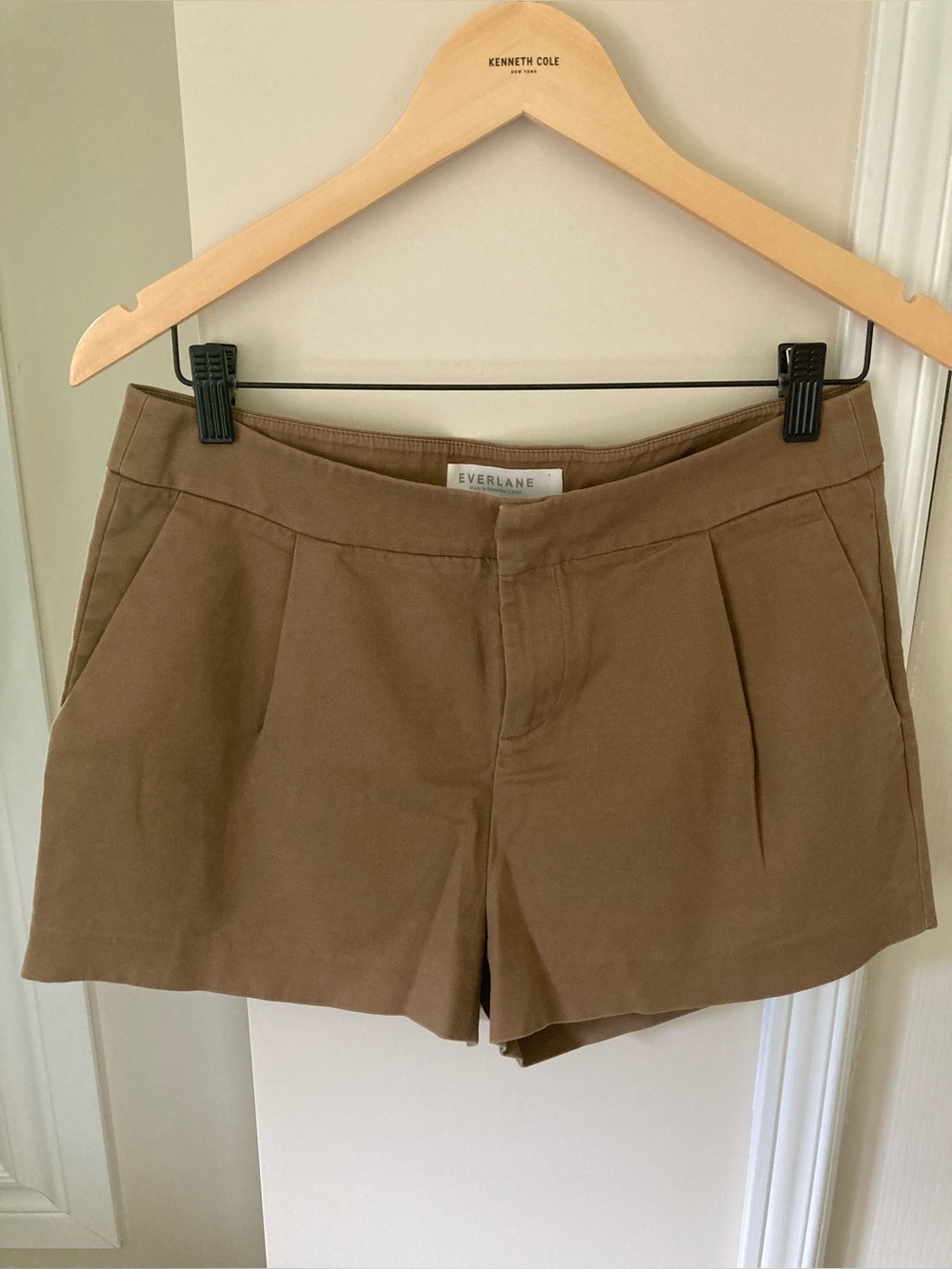 Tan Everlane Pleated Shorts
